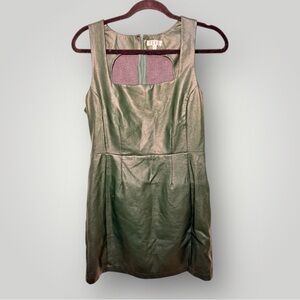 TCEC Deep Emerald Green Faux Leather Cutout Mini Dress